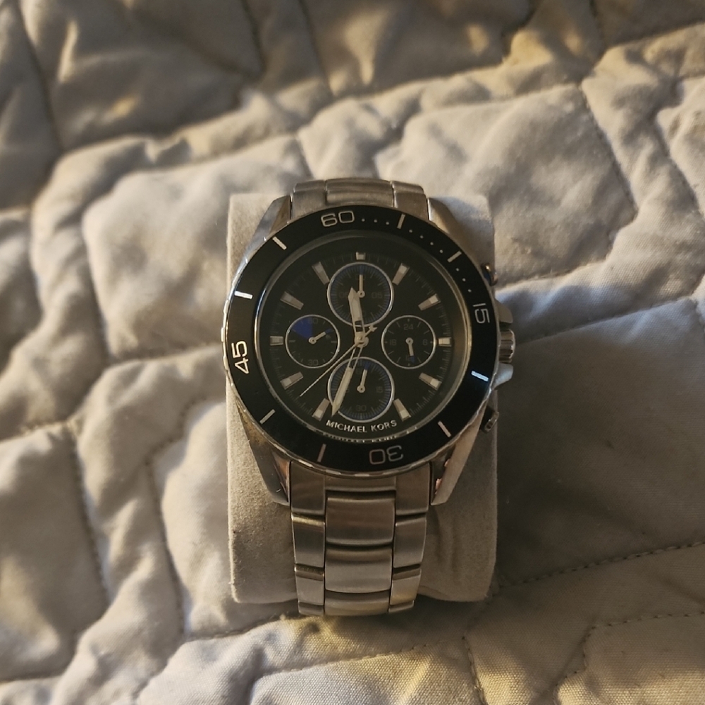 Michael Kors Black and Silver Chronograph Watch
